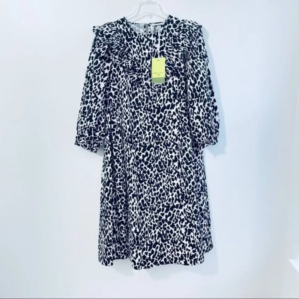 Sandy Liang x Target Leopard Print Long Ruffle Sleeve Midi Dress Plus Size NWT - Picture 6 of 15